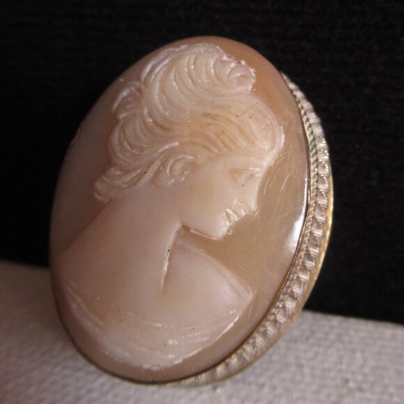 Antique, Victorian style, Shell Cameo, Brooch/Pendant, Silver - Picture 3 of 10